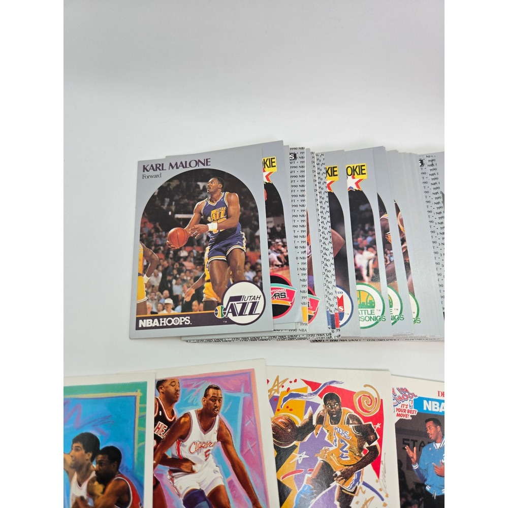 1990 NBA Hoops Basketball Cards Lot Karl Malone Magic Johnson Larry Bird - Picture 2 of 3